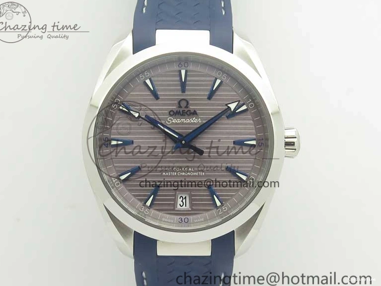 0501 Aqua Terra 150M Master Chronometers VSF 1:1 Best Edition Gray Dial Blue Hand on Blue Rubber Strap A8900 Super Clone HighQuality 8004